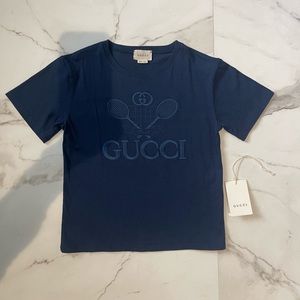 Gucci tennis embroidered logo t shirt size 6